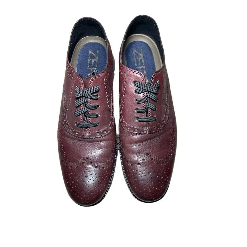 Cole Haan Men's Zerogrand Wingtip Oxford Shoes Burgundy 12 Size 9.5M